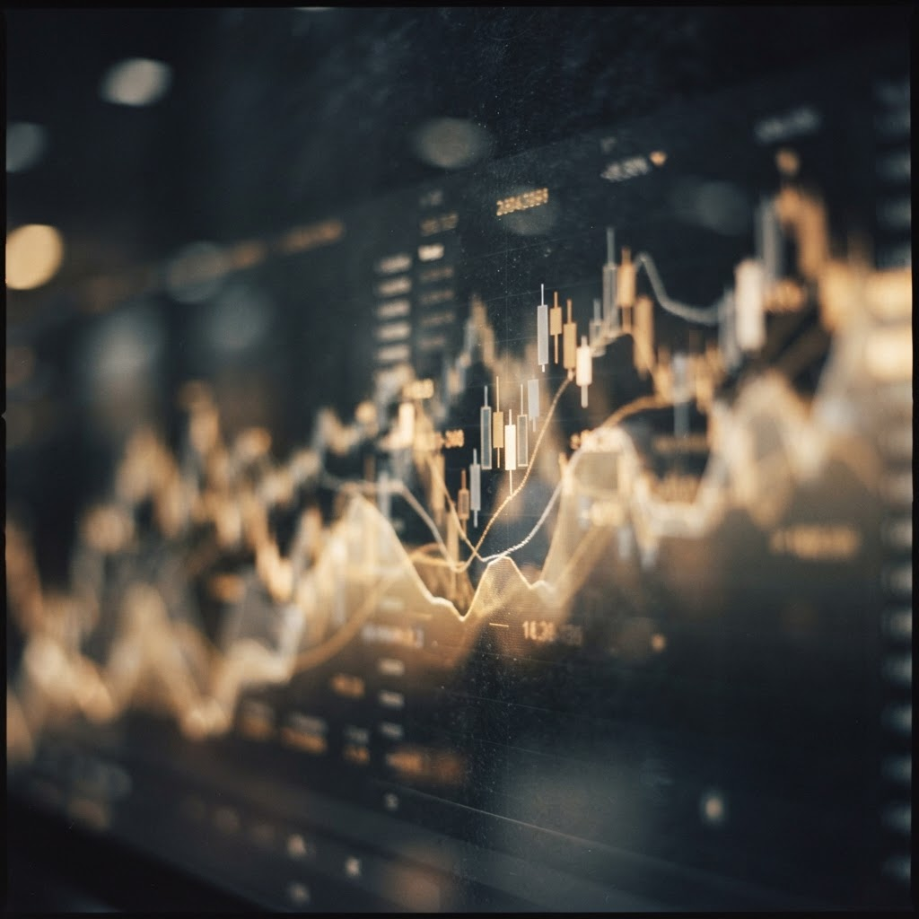 Grafici finanziari luminosi che rappresentano i mercati live
